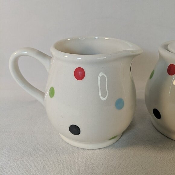 Spode Baking Days Multicolor Polka Dot Creamer and Sugar Set Ceramic 2007-A9 - Picture 2 of 13
